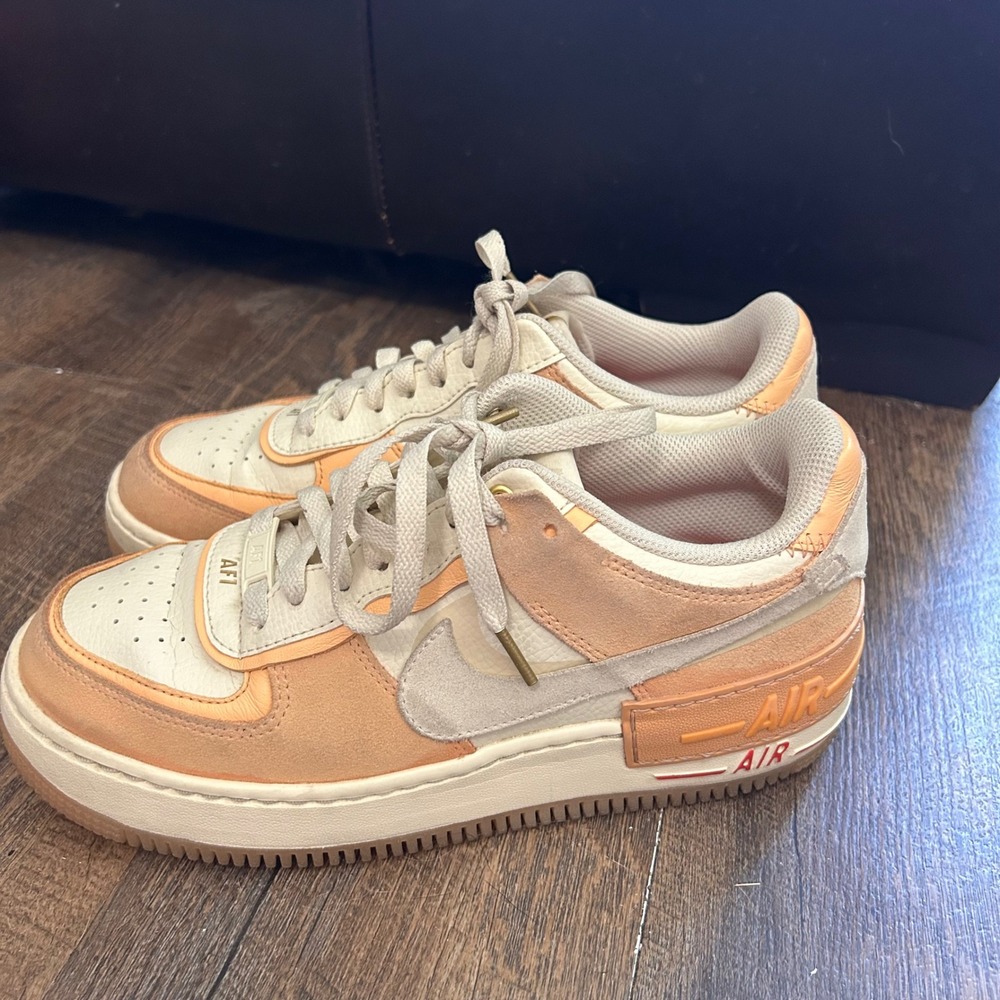 Nike Air Force 1 Shadow Sisterhood Cashmere Orange Sneakers Womens 8.5